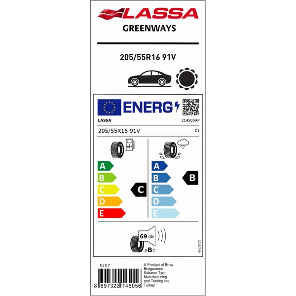 Lassa 205/55 R16 91V Greenways Oto Yaz Lastiği (Üretim Yılı:2025)