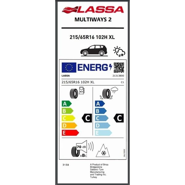 Lassa 215/65 R16 102H Xl Multiways 2 4 Mevsim Oto Lastiği (Üretim Yılı:2025)