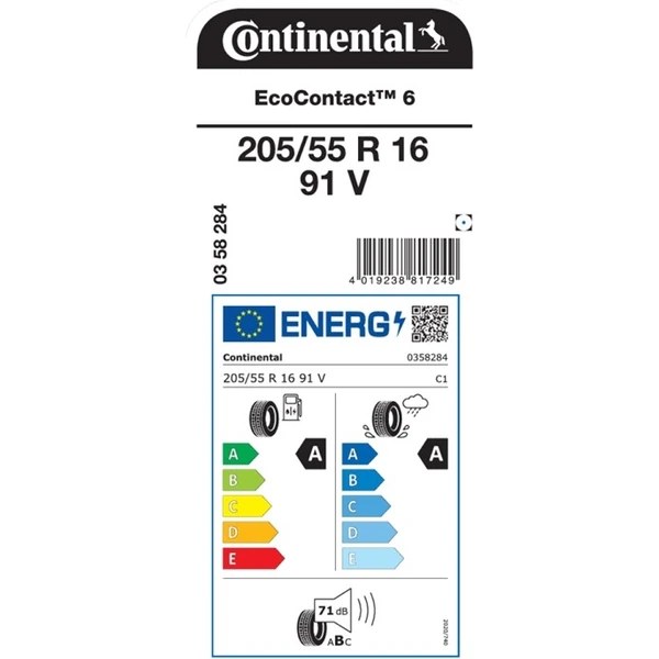 Continental 205/55 R16 91V Ecocontact 6 Oto Yaz Lastiği (Üretim Yılı: 2024)