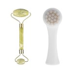 Buffer® 2li Set Çift Taraflı Cilt Temizleme Fırçası ve Yeşim Taşı Çift Taraflı Cilt Masaj Aleti