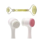 Buffer® 2li Set Çift Taraflı Cilt Temizleme Fırçası ve Yeşim Taşı Çift Taraflı Cilt Masaj Aleti